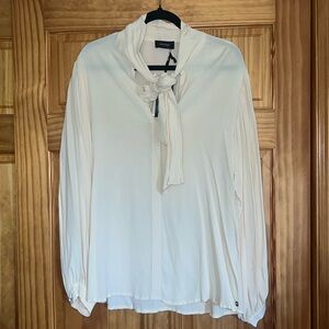 NWT Ottod’ame Tie-Neck Cream Blouse [Size 8 USA]